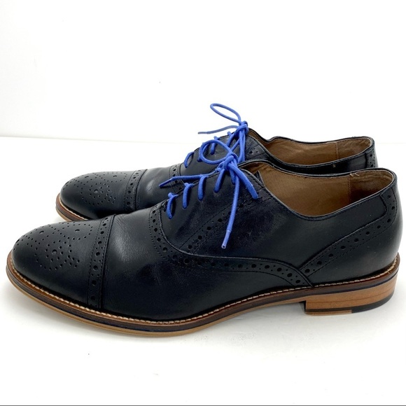 Johnston & Murphy Conard Cap toe Oxford Casual Shoes Black with Blue Lace - Picture 6 of 12